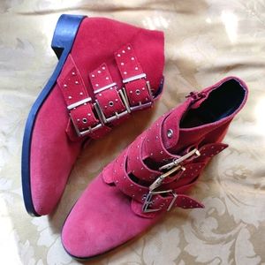 Topshop Krown Amy studded suede buckled booties